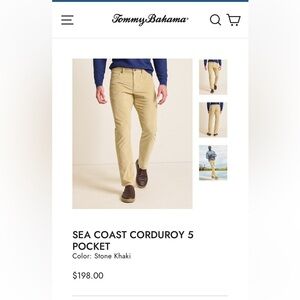 Tommy Bahama Indigo Palms Corduroy Pants Khaki XXL